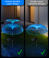 Lampe solaire de jardin double tête en forme de méduse, éclairage unique à double couche pour une zone éclairée plus large, idéale pour l'éclairage décoratif de jardin