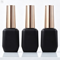 Bouteilles en verre de luxe pour gel UV, 12 ml et 15 ml, avec pinceau et couvercles dorés, personnalisables OEM/ODM avec logo et couleur, pour vernis à ongles en gel, contenants vides pour nail art