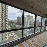 Ventana Corredera de Tres Vías con Doble Acristalamiento y Mosquitera, Ventanas Correderas de Aluminio
