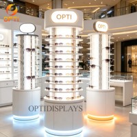 Vitrine rotative sur pied pour lunettes de soleil, présentoir à lunettes avec éclairage LED pour magasin d'optique