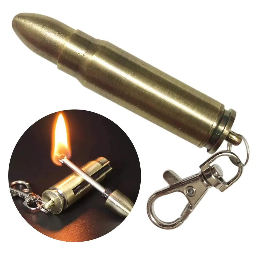 Flint Metal Matchstick Fire Starter Refillable Keychain Lighter Permanent Match Emergency Survival Kit