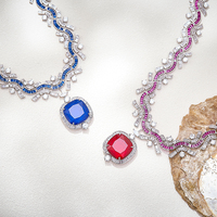 Collier de soirée en laiton avec zircon grand carat motif flocon de neige et pierre précieuse bleue, style mondaine, bijou de luxe, cadeau pour enterrement de vie de jeune fille