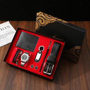 高端PU皮革个性钱包皮带手表礼品套装公司年会感恩节或完美父亲节礼物 - Product Image 5
