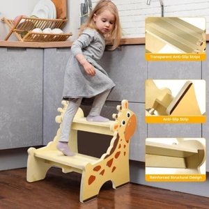 Sgabello in Legno a Due Gradini, Capacità 300 Libbre, Sgabello da <span class=keywords><strong>Cucina</strong></span> per Bambini con Piedini Antiscivolo - Product Image 3