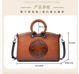 Bolsos de Mano de Cuero Genuino Andong, Bolso Cuadrado Pequeño, Bolso de Hombro Retro de Piel de Vaca para Mujer - Product Image 4