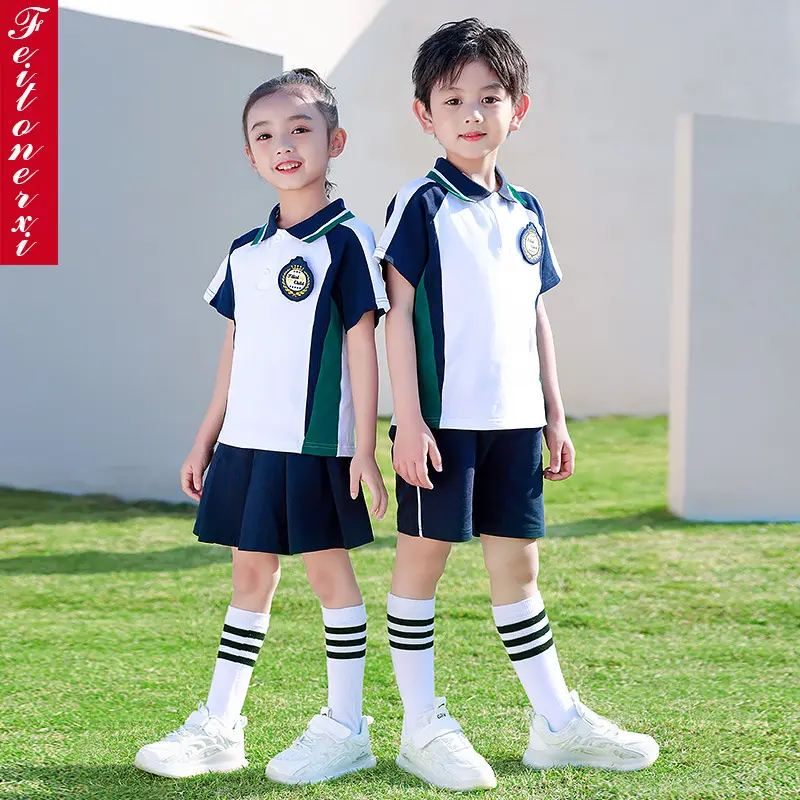 Custom vestiti per bambini Boys And Girls White Shirt Primary Secondary High Pre Kids School Dress Uniform Designs For Kids
