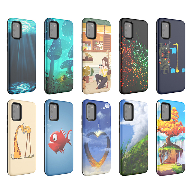 For Samsung A02s Cover Custom Colors UV Printed Anime Cartoon Hybrid Shockproof Hard Phone Case for Galaxy A02s