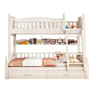 Çocuk yatağı Modern prenses yatak çocuk ranzalar çift kız yatak odası mobilyası ahşap tarzı çocuk karyolası