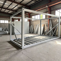 Maison conteneur détachable de 20 pieds, bâtiment modulaire préfabriqué en acier avec revêtement imitation bois pour bureau mobile urbain et kiosque commercial