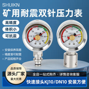 Manomètre à double aiguille BZY60 pour l'exploitation minière 80MPa DN10 KJ10 Acier inoxydable Huile hydraulique pour le soutien des mines de charbon - Product Image 5