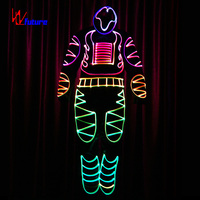 Costume de danse en fibre optique, costume de scène lumineux RGB, tenue de festival, tenue de DJ, tenue de club, tenue de robot cyberpunk pour unisexe