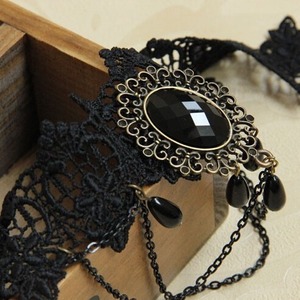 Genuine Popular Black Vintage Geometric Gothic Lace <b>Velvet</b> Zinc Alloy <b>Choker</b> Water Drop Necklace Jewelry for Women Party - Product Image 2