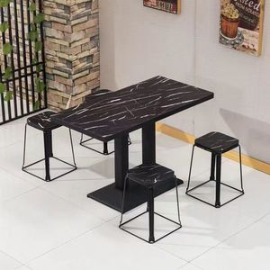 Table à manger moderne en bois avec base en métal pour la maison Restaurant Café Utilisation - Product Image 6