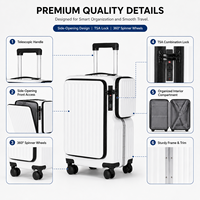 Valise à roulettes 20 pouces à ouverture latérale, cadre en aluminium, personnalisable avec logo, idéale pour les voyages d'affaires – Vente en gros directe usine