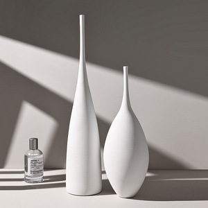 P228 Vase en céramique nordique simple blanc noir Décoration de table de salon Décoration douce Art Vase à fleurs sèches Décoration - Product Image 3