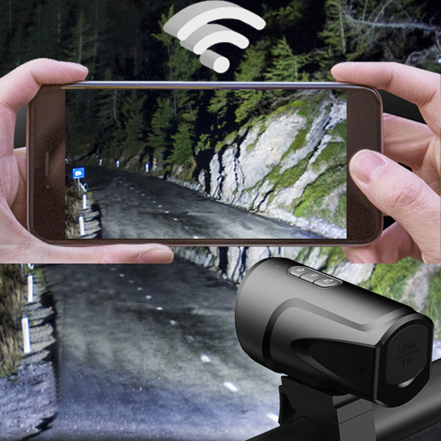 Factory Handlebar Bicycle WIFI Camera With Flashlight Fhd Mini 1080P Bike Cycling Safety Video Recorder Waterproof Bike Dvr