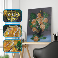 Kit lukisan berlian 5D bentuk spesial grosir vas tanaman bunga bor AB dekorasi rumah Gambar kristal hadiah DIY