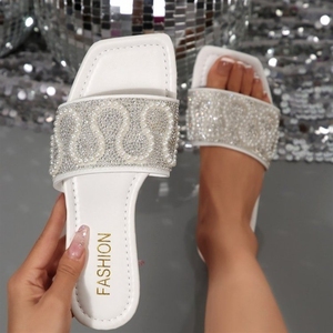 ashion Plus Size Pearl Sandals Slippers Womens 2025 Summer New European American Square Head Leakage Toe-word231231 - Product Image 2