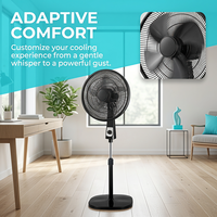 Ventilateur sur pied de haute qualité 18 pouces, 3 vitesses, commande mécanique, corps noir, bouton orange, ventilateur électrique pour les acheteurs en gros en Afrique
