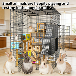 Gabbia per Conigli e Criceti, Sicura e Spaziosa, in Rete Metallica, Facile da Pulire, Traspirante, per Uso Domestico e Giardino, Design Aperto - Product Image 6