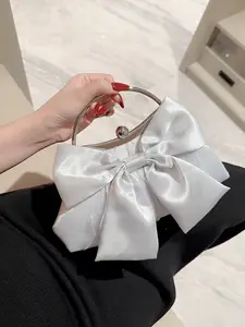 Glitzer Slik Bogen Strass-Blumenträger Abendtaschen solide Handtasche vielseitige Kette für Hochzeiten Veranstaltungen neue Damenmode