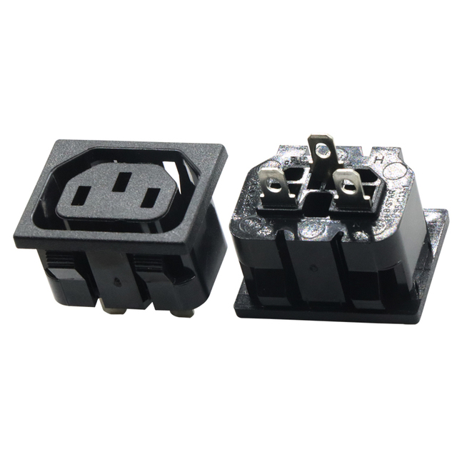 IEC C13 Female Connector 10A 250V Industrial Copper AC Power Socket with Panel Outlet Extension Socket Plastic Material for PDU