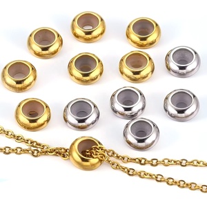 Adjustable Slider Spacer <b>Beads</b> | 18K PVD Gold Plated Stainless Steel <b>Large</b> Hole Stopper <b>Beads</b> for DIY Bracelet Necklace Making - Product Image 2