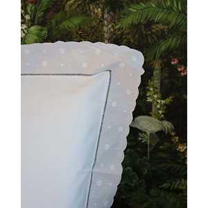 Sábana de Algodón para Cama Doble Reana con Borde Bordado San Gallo, Sábanas Ajustables y Planas - Product Image 1