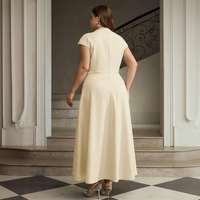 Robe longue blanche grande taille pour femme, style vintage, boutonnée sur le devant, tenue de soirée modeste, service de personnalisation du logo
