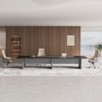 Mesa de Conferencia Ergonómica Moderna con Esquinas Redondeadas, de Madera Sólida de Lujo, Ecológica, para 16 Personas, Muebles de Oficina Comerciales
