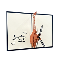 Carte en papier dur de conception spéciale Logo de marque personnalisé carré bleu foncé 3D carte de vœux Vertiplane pop up pour la promotion de cadeaux