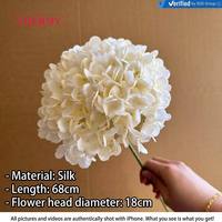 Nouvelle version améliorée : Hortensia artificiel crème-blanc de 18 cm, grande tête, pour décoration de mariage et événements