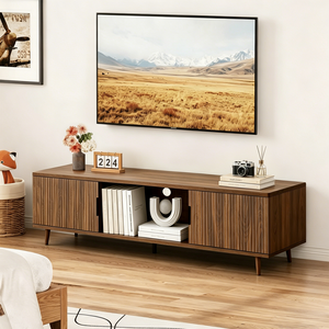 Mid Century Modern <b>TV</b> <b>Stand</b> 54.3 Inches With Open Shelves Entertainment Center Living Room Media Console - Product Image 6