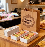 Boîte d'emballage personnalisée pour mini macarons, bonbons, biscuits, chocolats, avec logo d'usine, boîte d'emballage Ciel et Terre avec sac en papier