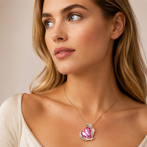 Collier en cristal plaqué or en forme de cœur, pendentif d'amour enveloppé d'ailes en CZ, 5 couleurs, bijoux romantiques pour femmes - Product Image 2