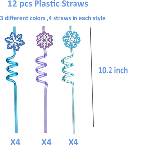 Glitter Reusable Frozen Plastic Straws Drinking Straws Frozen Party Favors Snowflake Shape Straws Frozen Party <b>Decoration</b> - Product Image 3