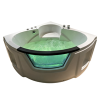 59 pouces. Baignoire d'angle en acrylique moderne de luxe pour 2 personnes avec hydromassage, spa portable, 6 jets et drain