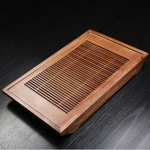 Bandeja de Té de Madera Maciza en Forma de Barco, Estilo Cajón de Roble, Juego de Té Kung Fu, Bandeja de Té de Madera con Almacenamiento de Agua, Estilo Chino - Product Image 1