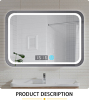 Miroir intelligent avec interrupteur tactile, horloge et affichage de la température