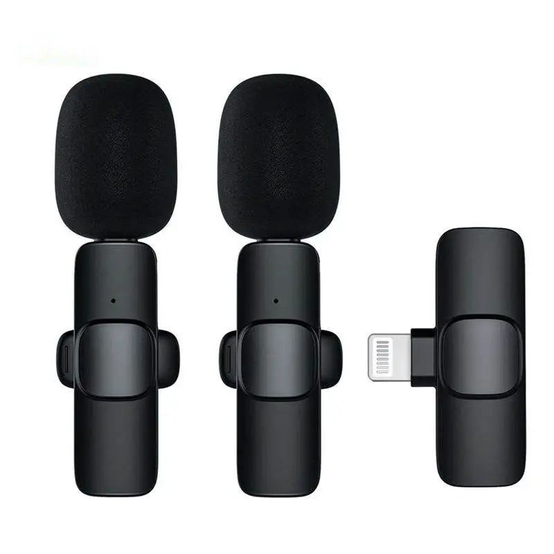 Microfone lavalier estéreo sem fio, venda no atacado, portátil, lavalier, microfone ao ar livre, com cancelamento de ruído, microfone