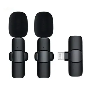 Factory Wholesale Portable Wireless Stereo Lavalier Microphone Live Interview Outdoor Mini Noise Cancelling Lapel Mic