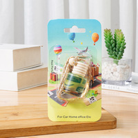 Diffuseur de parfum cylindrique en verre pour voiture, emballage sous blister à cinq lignes, pendentif de voiture, ornement suspendu pour véhicule, huile essentielle