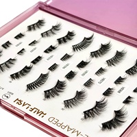 Lot de 2 paires de faux cils demi-bande, en poils synthétiques imitation vison, volume 3D, naturels, épais, sans cruauté animale