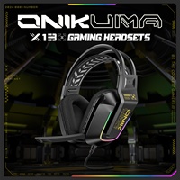 ONIKUMA X13 Headset Gaming Profesional untuk Rekaman Studio, Kabel, HIFI, Material Logam, Peredam Kebisingan Aktif, IPX4, untuk Ponsel