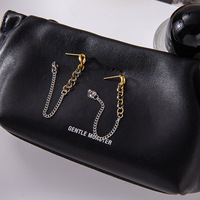 Boucles d'oreilles bicolores plaquées or 18 carats PVD, en acier inoxydable 316L, avec chaîne torsadée et maillons pendantes, pour femmes