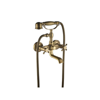 Ensemble de colonne de douche à Double poignée en laiton Antique classique salle de bain ensemble complet de douche ronde à effet pluie