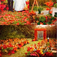 FZH316 — feuilles d'érable artificielles colorées, vente en gros, assorties, pour événements, mariages, décoration, Pack de 50 unités