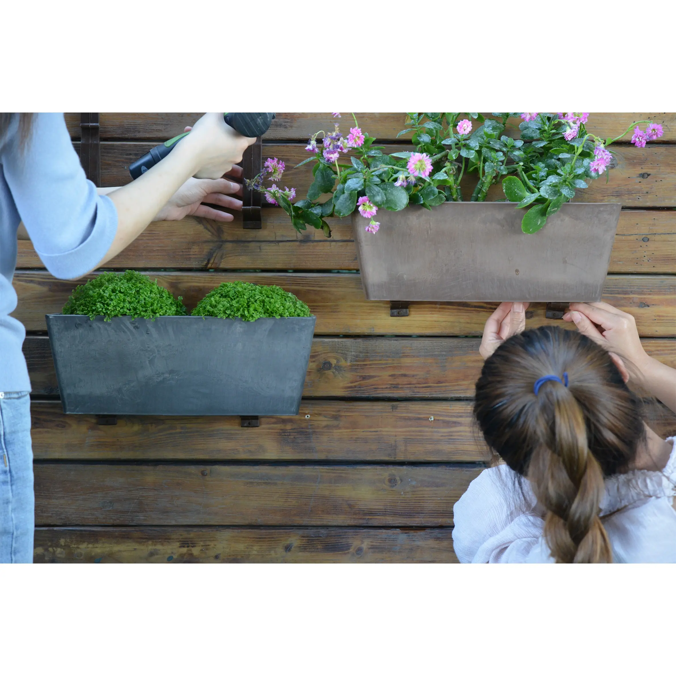 Jardinière décorative en plastique recyclé plus facile à accrocher, jardin écologique, petit arbre, Pot de fleur, pot carré de protection UV