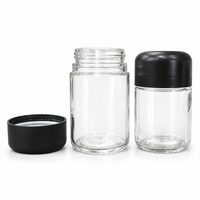 Bocaux en verre résistants aux enfants KDG pour le stockage des herbes, 3,5 g, 7 g, 14 g, avec couvercle CR noir mat, étiquettes personnalisées pour les bocaux à fleurs séchées