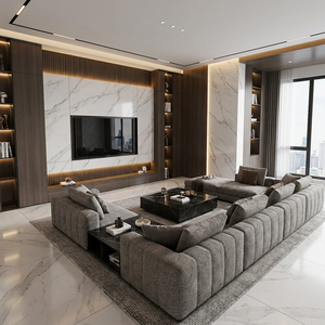 <span class=keywords><strong>Parete</strong></span> TV in Marmo di Lusso Moderna Certificata CE con Camino Integrato, Soluzione d'Arredo per Soggiorno - Product Image 4